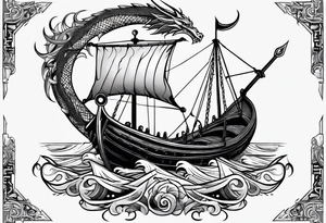 Valhalla viking boat dragon tattoo idea