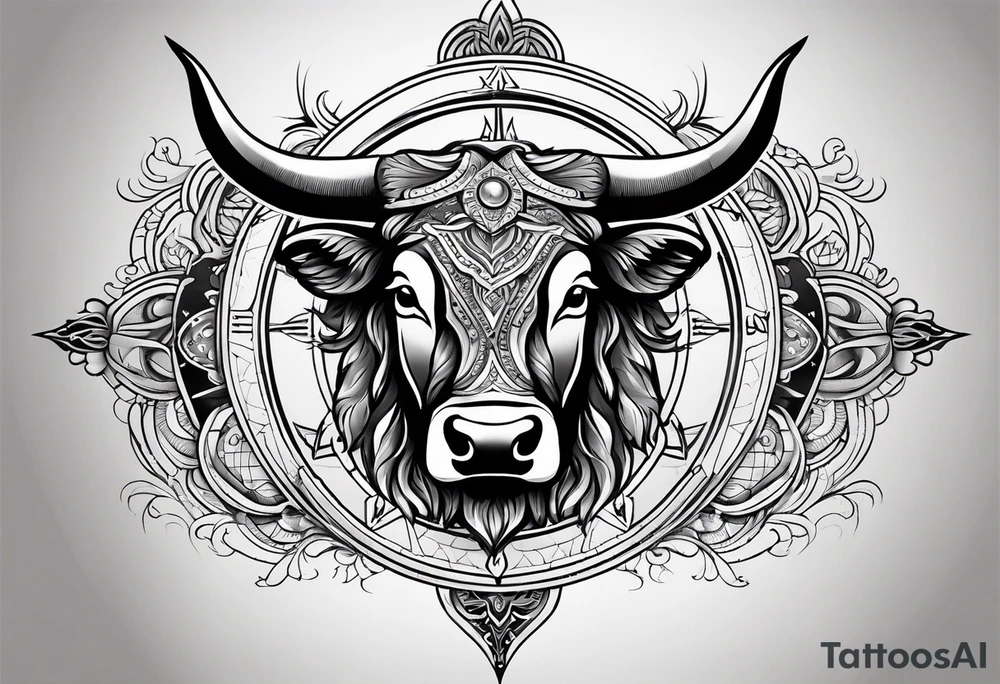 TAURUS BULL COMPASS tattoo idea