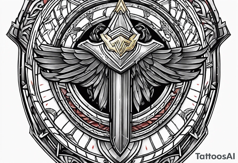 Wonder Woman Round shield on top of sword tattoo idea