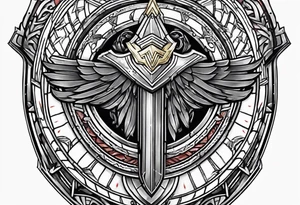 Wonder Woman Round shield on top of sword tattoo idea