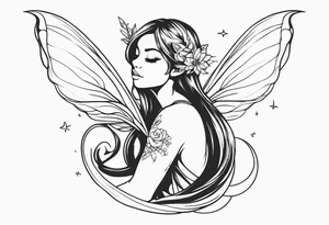 A fairy with a tail hugging herself tattoo idea