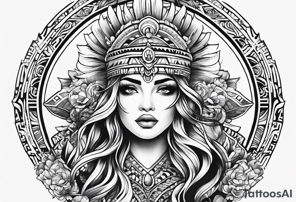 mermaid aztec tattoo idea