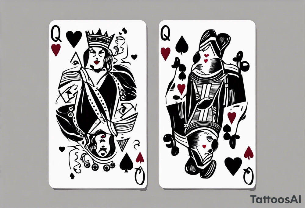 one queen of hearts card tattoo idea