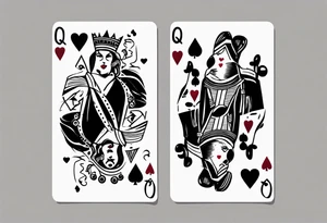 one queen of hearts card tattoo idea