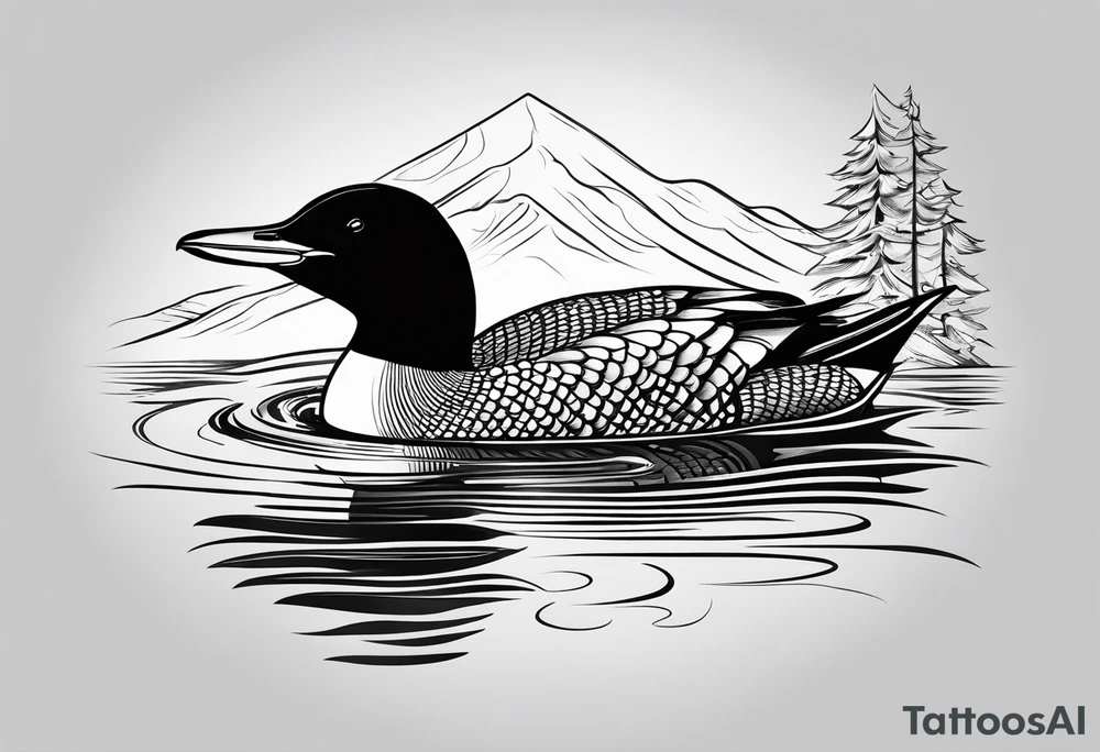 loon with walleye underneath tattoo idea