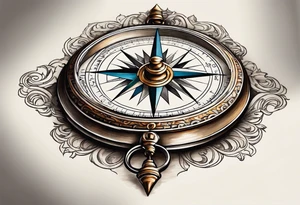 antique compass side view tattoo idea