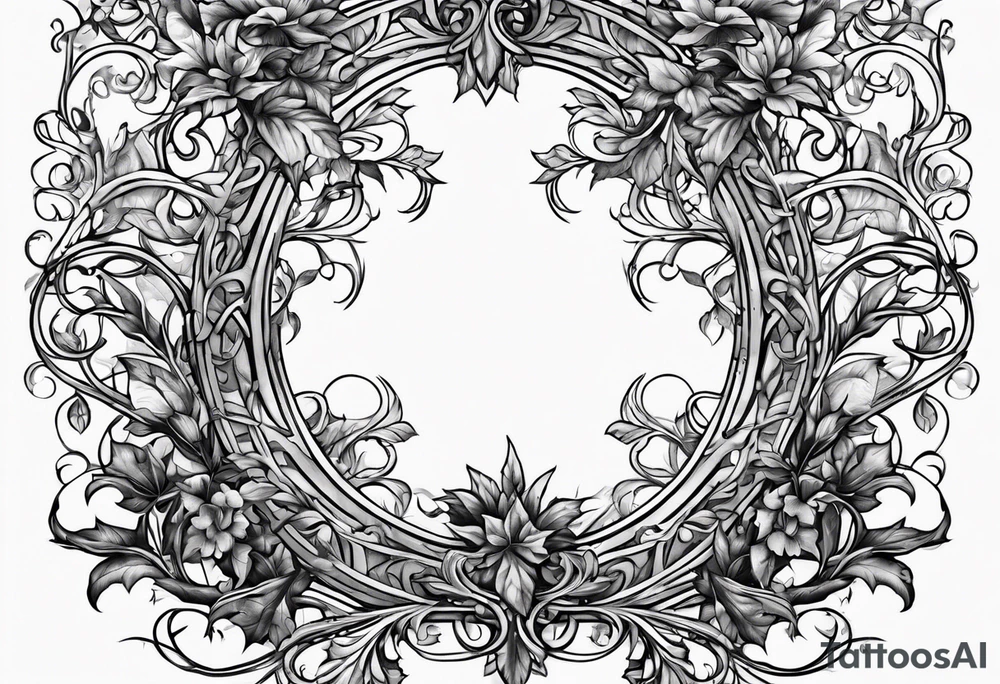 Leafy vines with sword tattoo idea