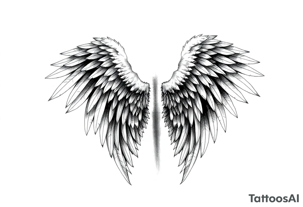 Realistic angelwings on a back tattoo idea