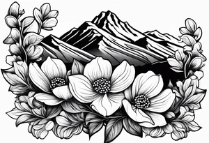 Dogwood flowers and mountains tattoo idea
