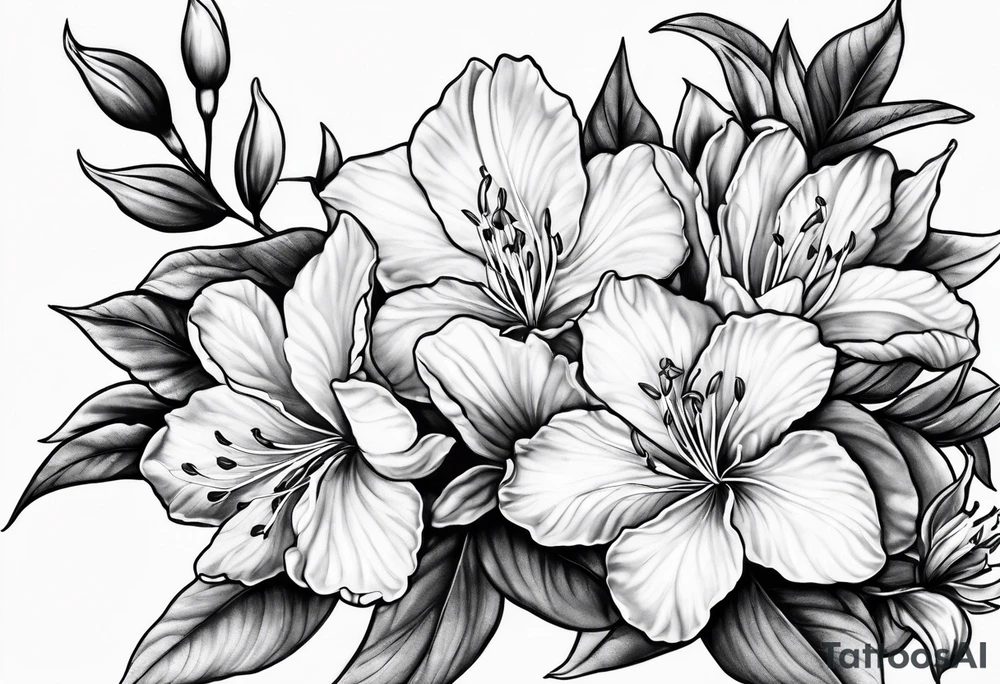 5-petal azaleas along a long branch tattoo idea
