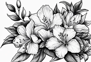 5-petal azaleas along a long branch tattoo idea