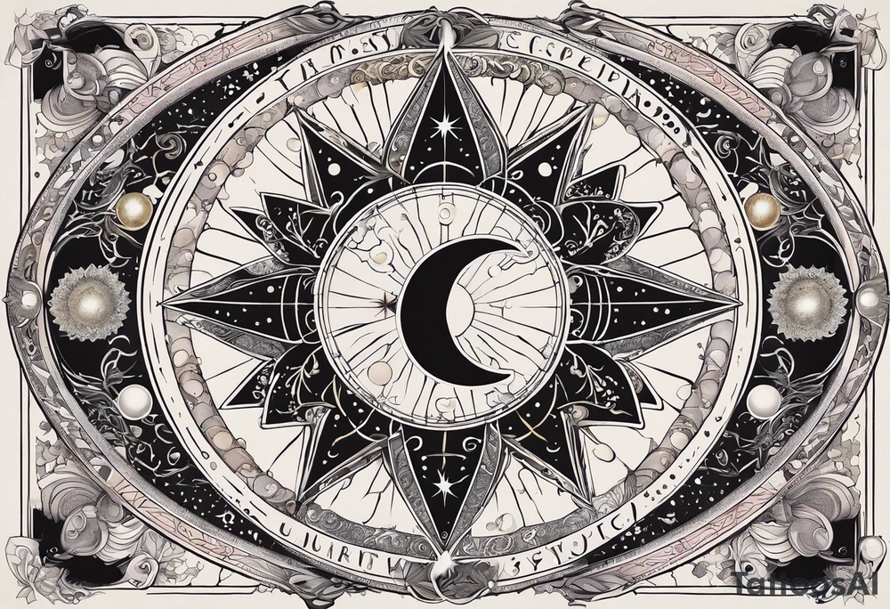 Astrology, Cancer, Natal Chart, symbolic, vision, yin yang, the moon, the sun, Uranus, Pluto, spiritual third eye, mystical armband tattoo idea