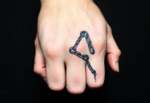 gothic chains intertwined on index finger and thumb connecting together from fingers tattoo idea