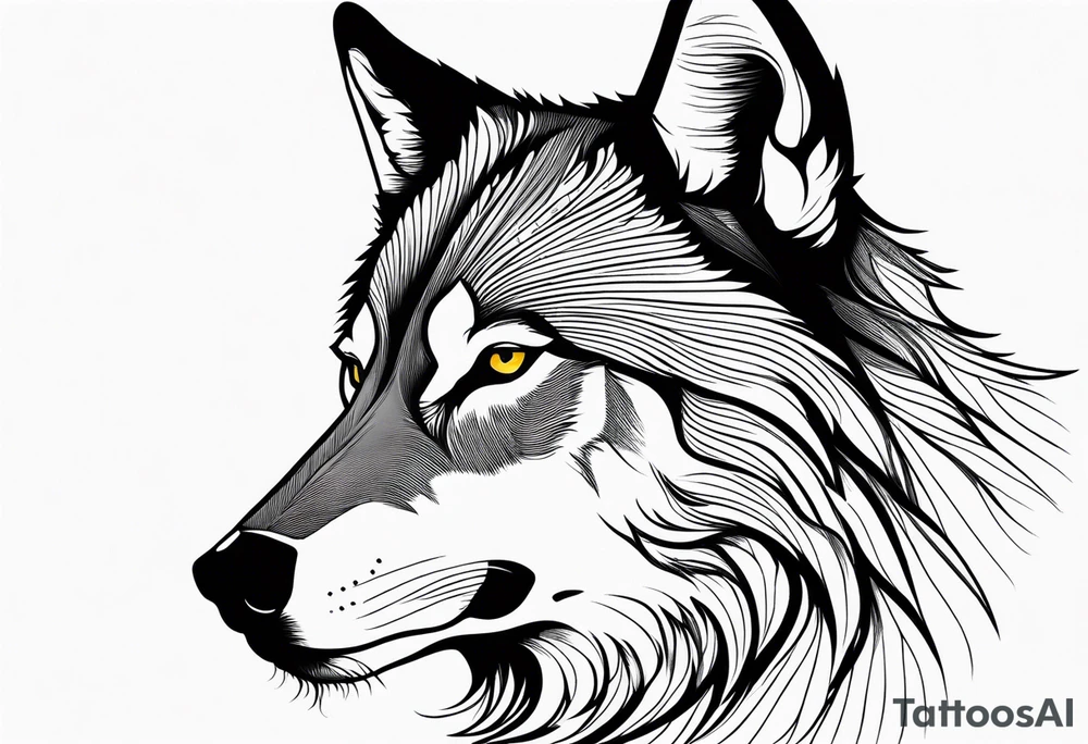 powerful majestic Wolf, close-up tattoo idea