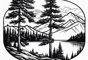 Pine trees and a lake that can go on my rib cage tattoo idea