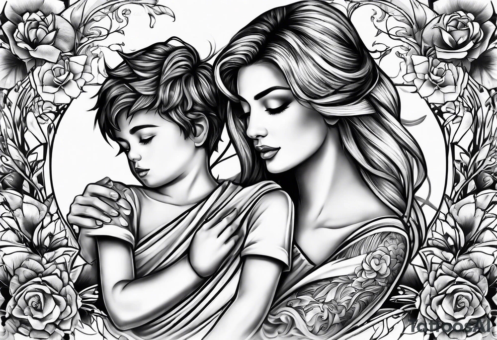 chest tattoo : 
mom and son tattoo idea