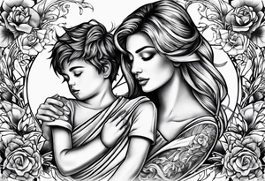 chest tattoo : 
mom and son tattoo idea