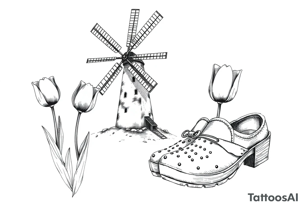 Tulips windmill dutch clogs tattoo idea