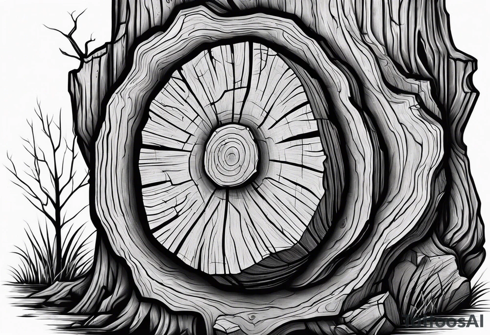 a tree stump with growth rings tattoo idea