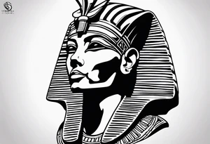 I want a Egyptian pharaoh skeleton in a headress facing the side full realistic detail for a tattoo tattoo idea