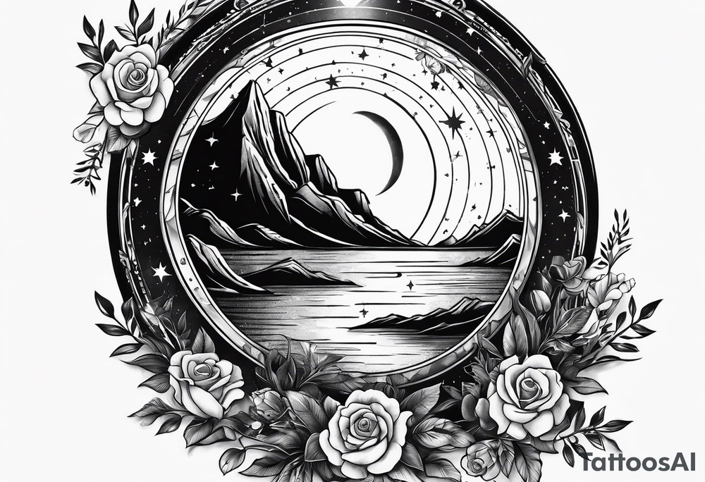 the night sky in a mirror tattoo idea