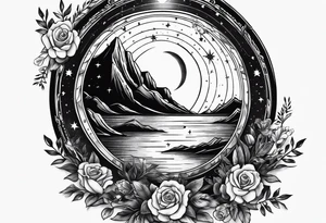 the night sky in a mirror tattoo idea