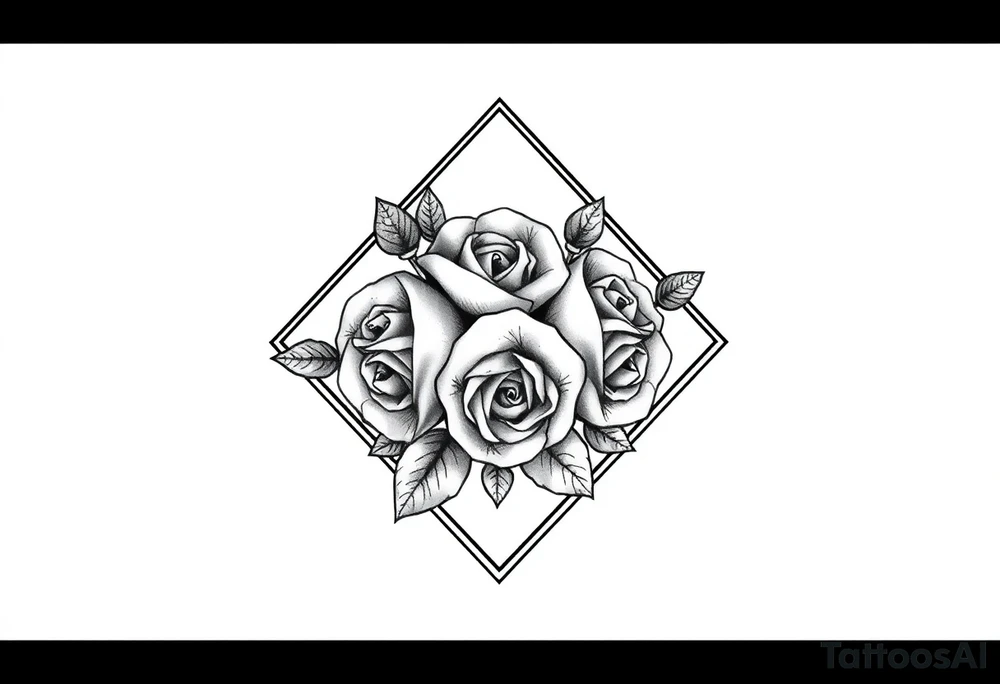 Small Roses filling up the inside of an lateral diamond shape tattoo idea