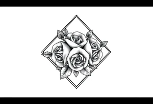 Small Roses filling up the inside of an lateral diamond shape tattoo idea