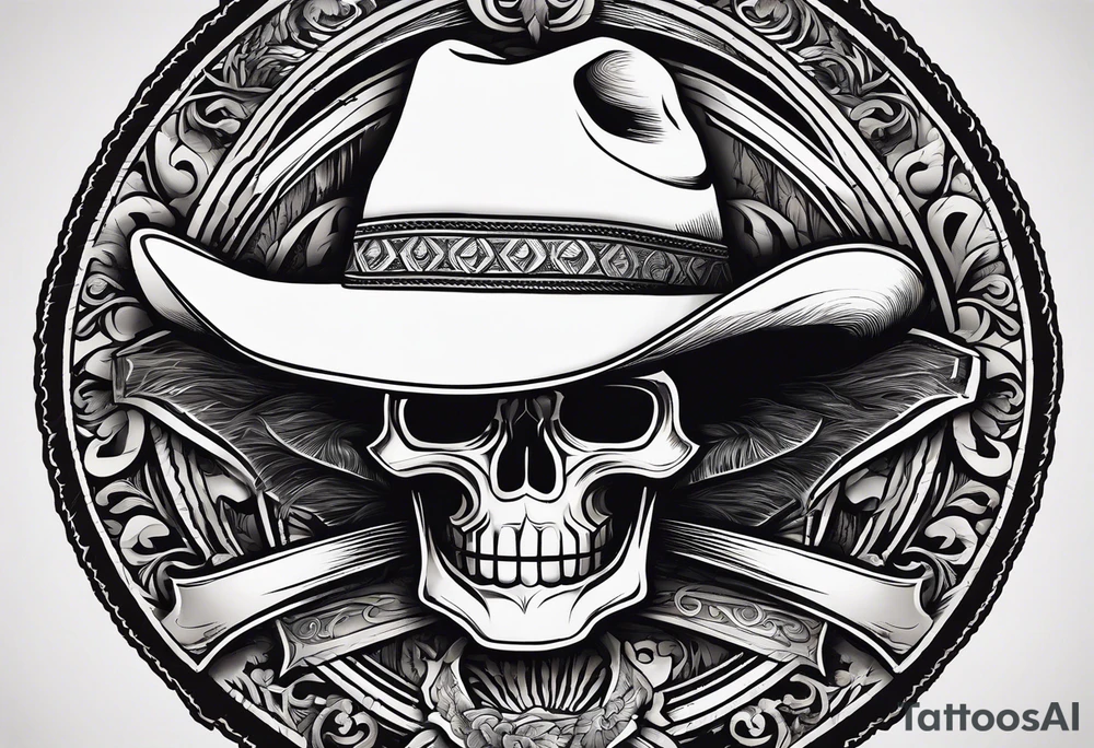 Ruggred cross with a cowboy hat that says sleep through the storm tattoo idea