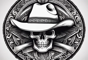 Ruggred cross with a cowboy hat that says sleep through the storm tattoo idea