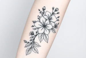 Azalea flowers with thick vines and wildflowers tattoo idea