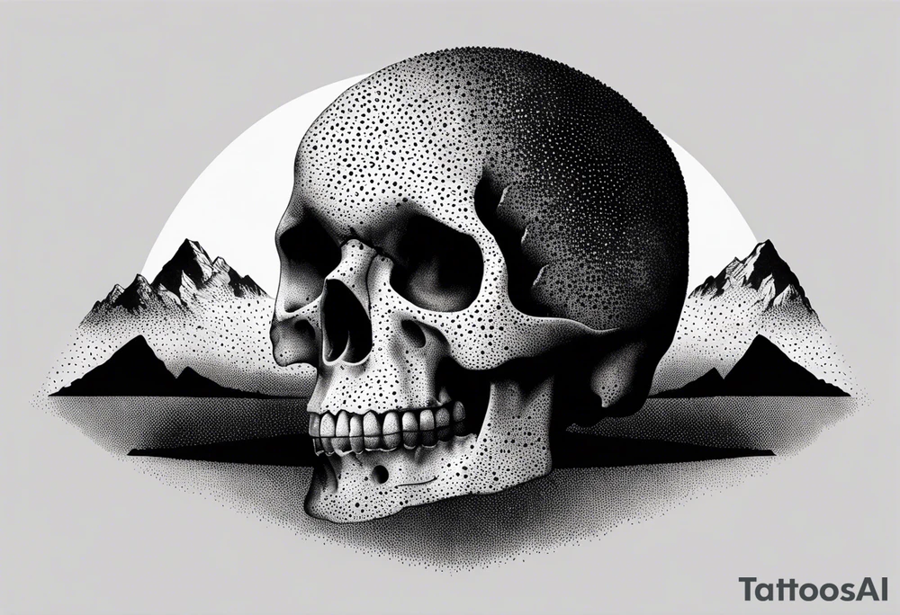 mountain skull tattoo idea
