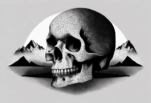 mountain skull tattoo idea
