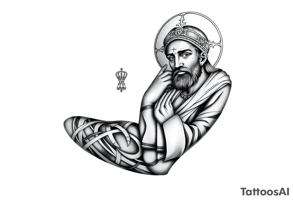 russian orthodox christian left arm tattoo with jesus & orthodox st basils setting tattoo idea
