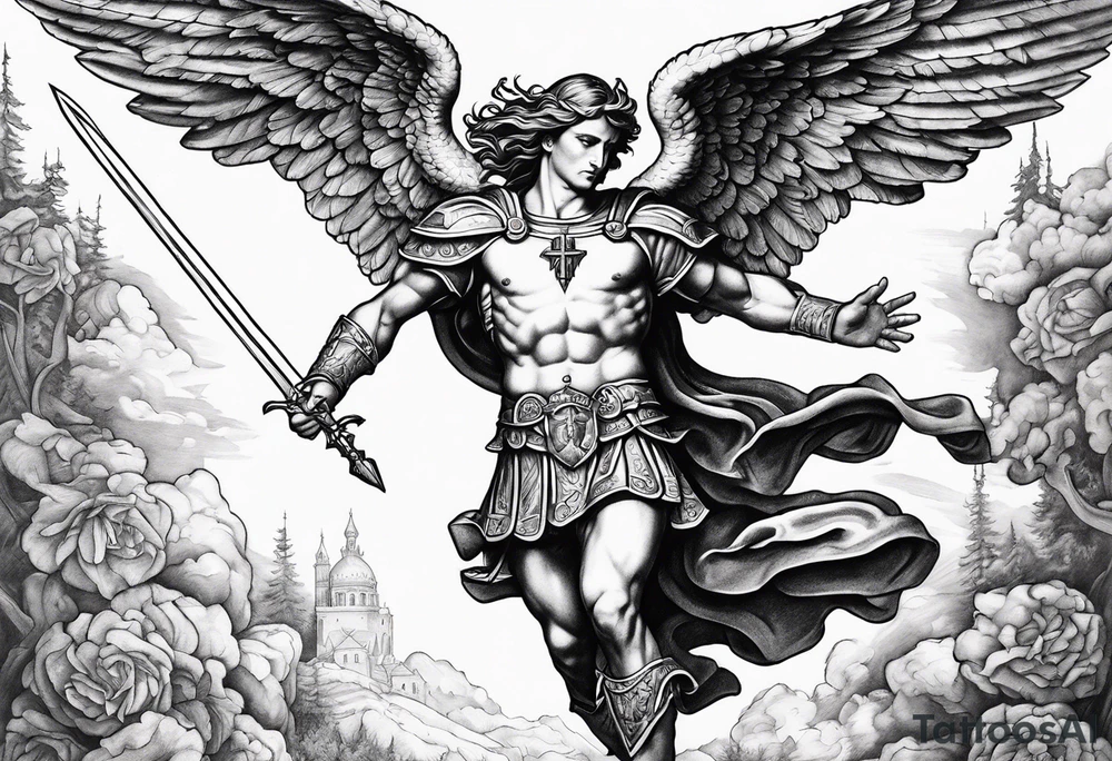St Michael slaying the devil tattoo idea