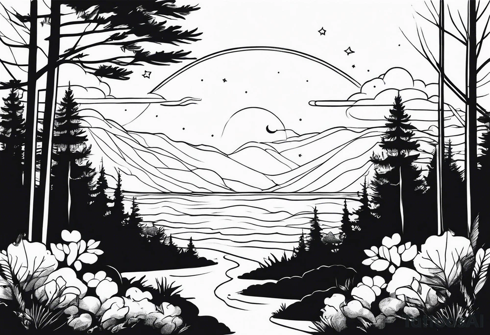 The sky that is an ocean with a forest below tattoo idea The sky that is an ocean with a forest below tattoo idea