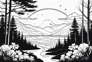 The sky that is an ocean with a forest below tattoo idea