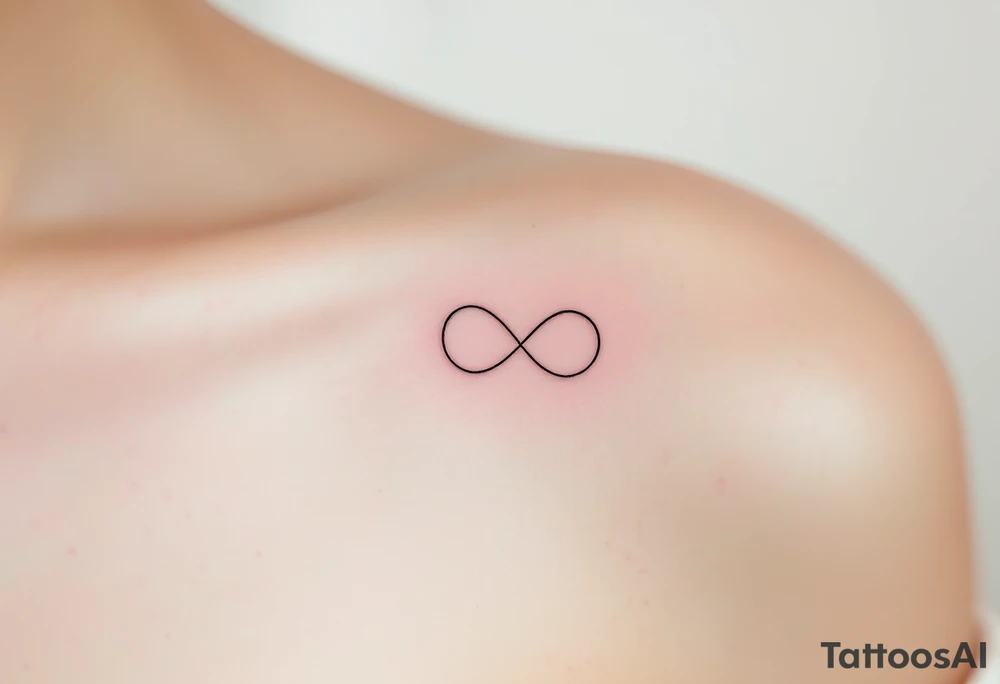 A fine-line infinity symbol with one loop shaped like a soft pink heart, symbolizing lasting affection. tattoo idea