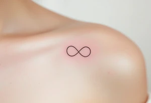 A fine-line infinity symbol with one loop shaped like a soft pink heart, symbolizing lasting affection. tattoo idea