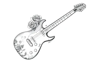 Electric guitar with rose designs on it tattoo idea