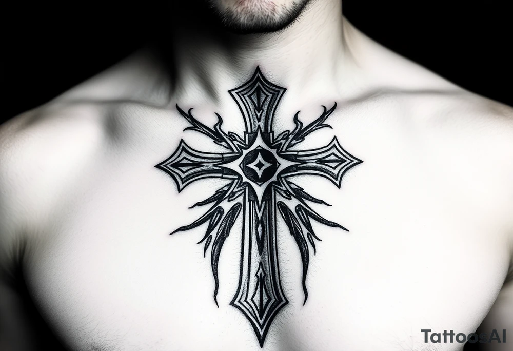 Gothic style cross gangster style tattoo idea