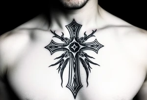 Gothic style cross gangster style tattoo idea