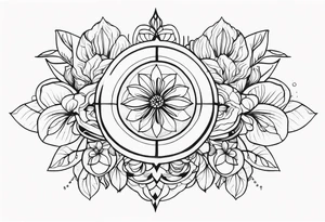 III.XIII.MMXI surrounded by floral and shapes on tricep tattoo idea