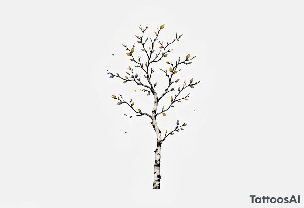 small birch tree tattoo idea