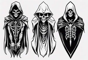 hooded reaper upper body, no skull tattoo idea