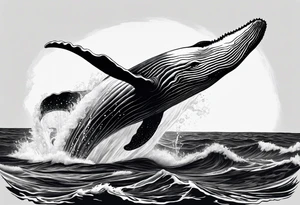 Humpback whale tail sticking out of ocean tattoo idea