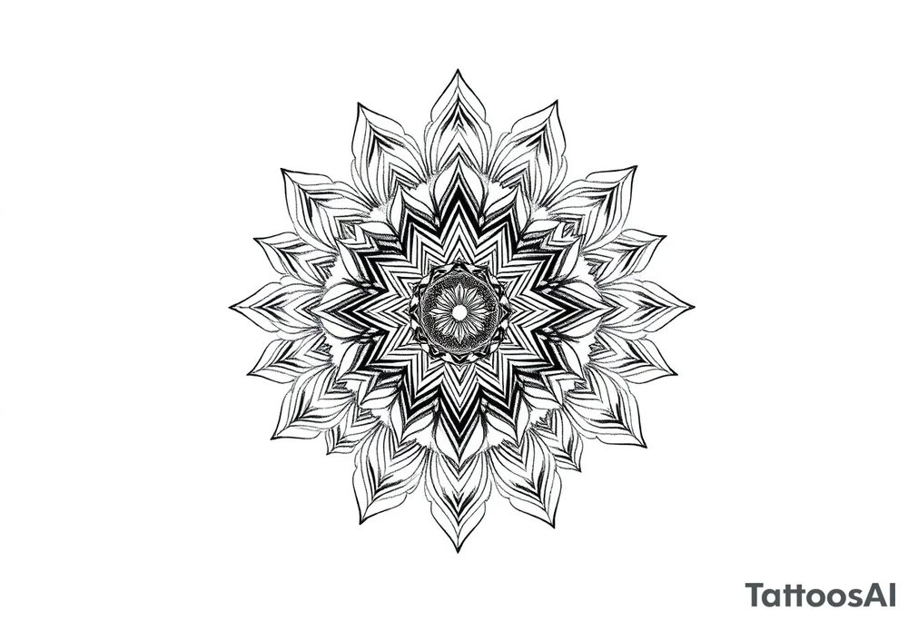 intricate mandala with sacred geometry and cosmic elements tattoo idea