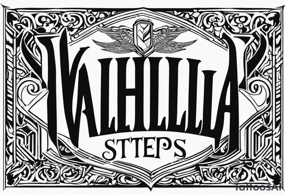 Valhalla steps shield sword tattoo idea
