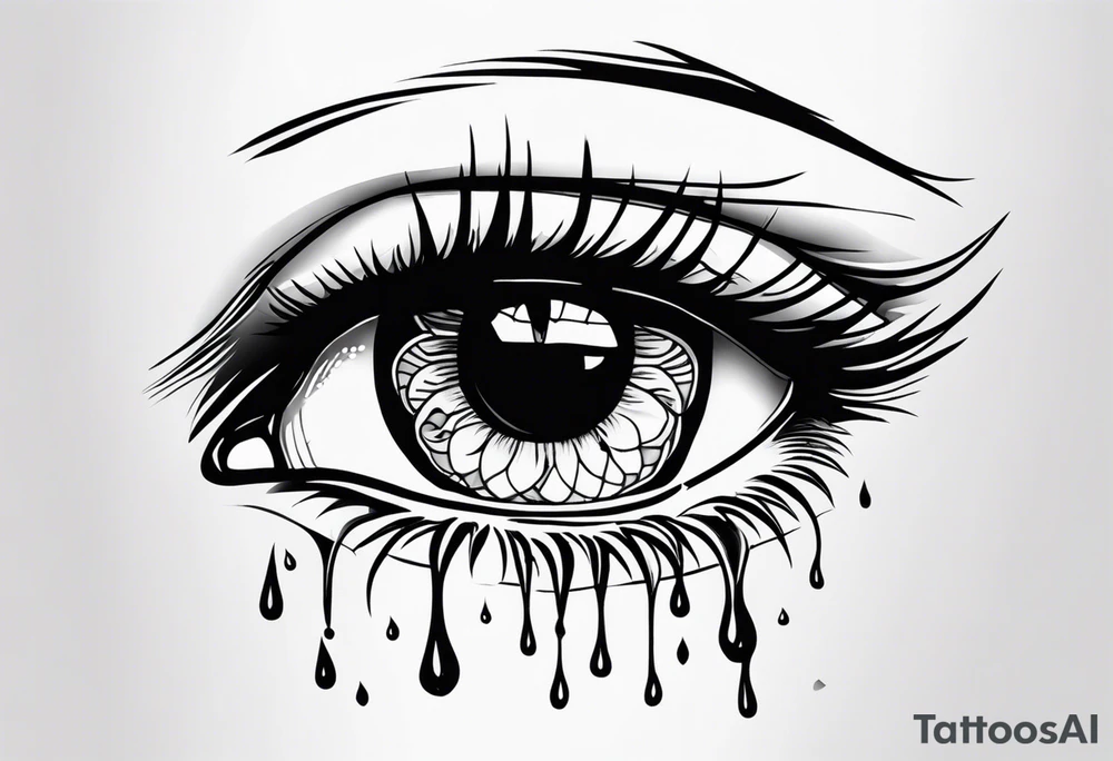 Realistic eye crying tears of tragedy death and betrayal tattoo idea