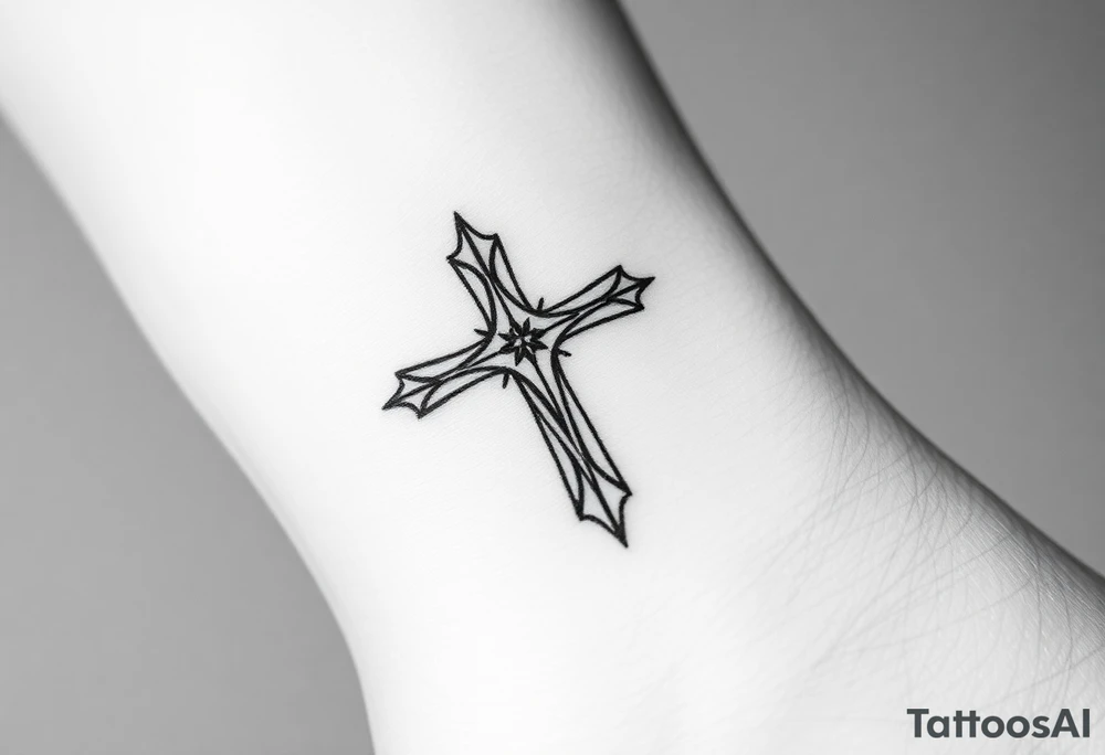 Small Jesus cross wrist tattoo idea